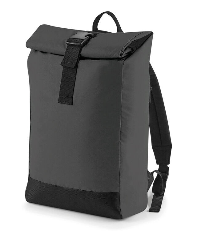 Reflective roll-top backpack