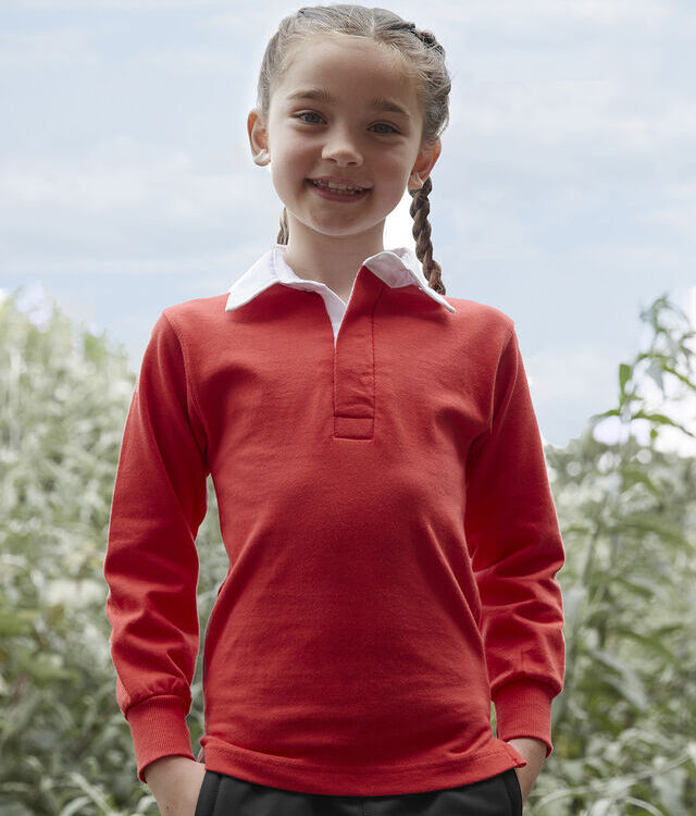 Kids long sleeve plain rugby shirt