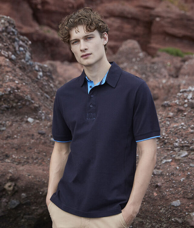 Contrast piqué polo shirt