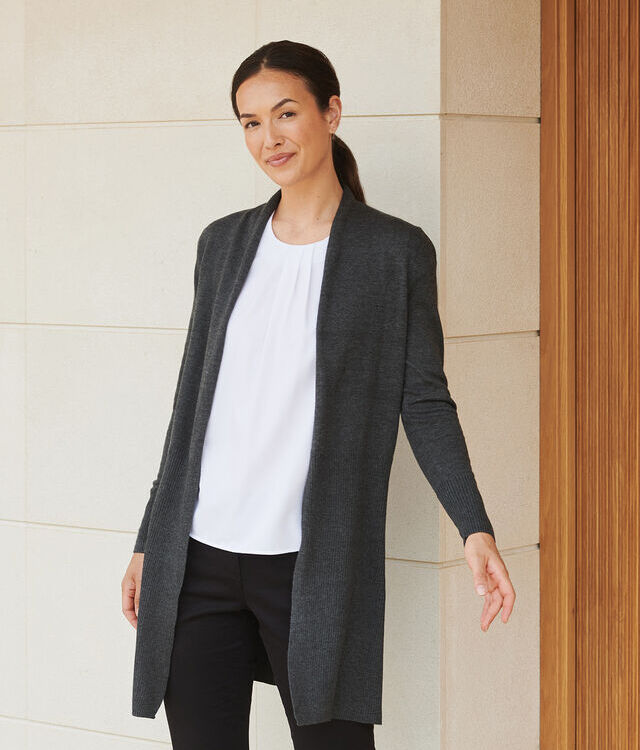 Women's longline open cardigan