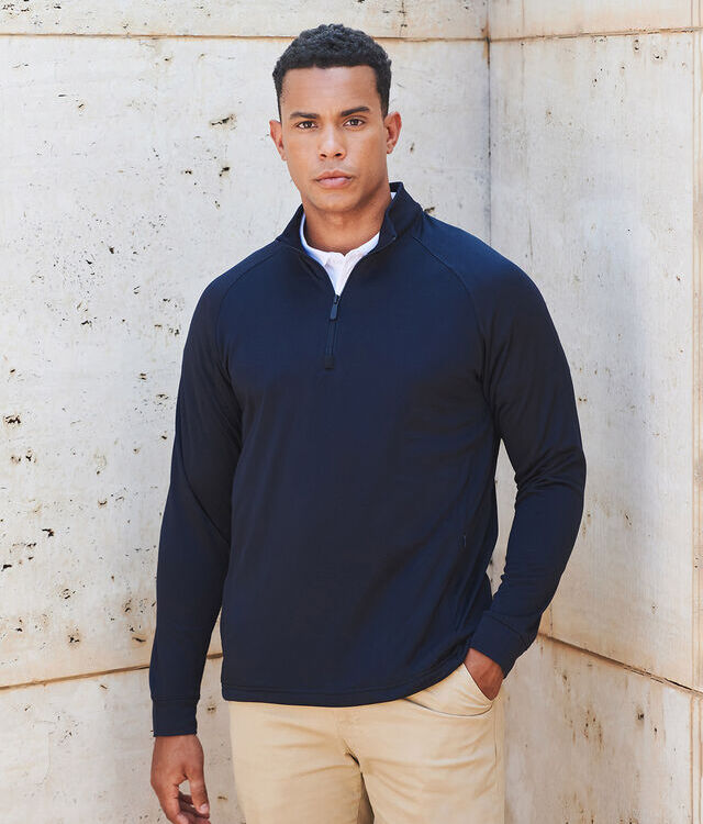 ¼ zip top with wicking finish