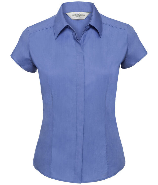 Women's cap sleeve polycotton easycare fitted poplin shirt
