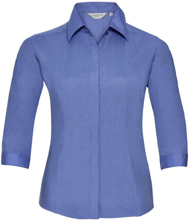Women's ¾ sleeve polycotton easycare fitted poplin shirt