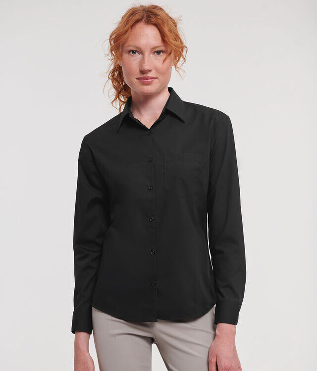 Women's long sleeve polycotton easycare poplin shirt