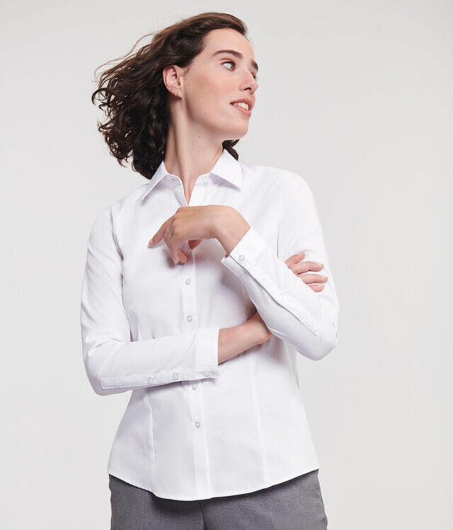 Women's long sleeve herringbone shirt