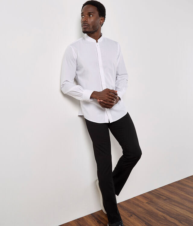 Mandarin collar shirt long-sleeved (tailored fit)