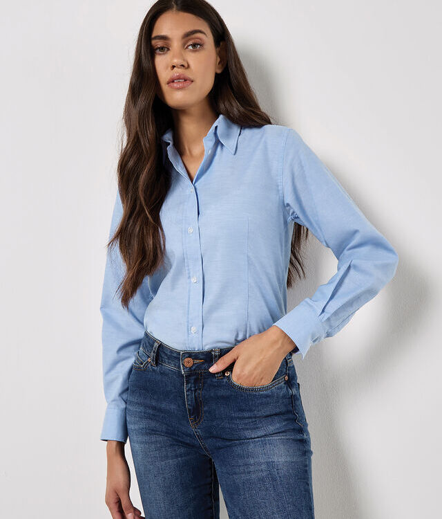 Women's workplace Oxford blouse long-sleeved (tailored fit)