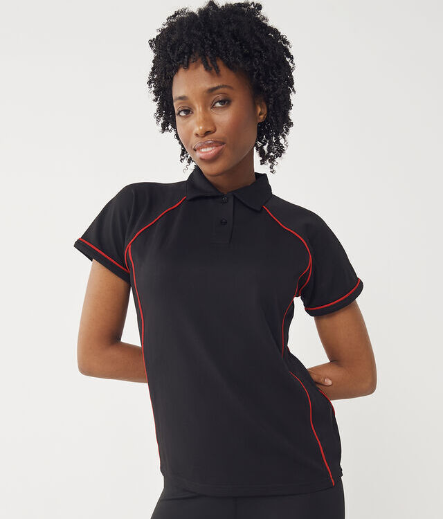 Women's piped performance polo