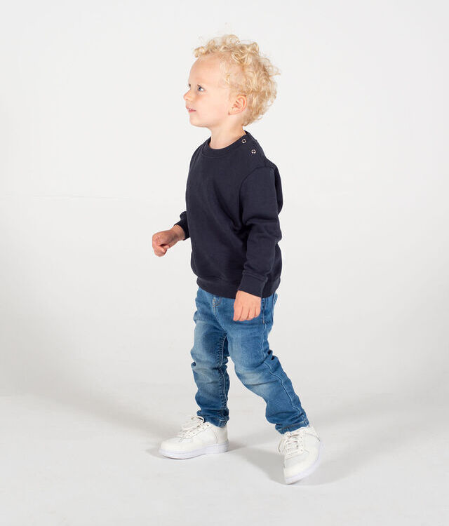 Crew neck sweatshirt with shoulder poppers