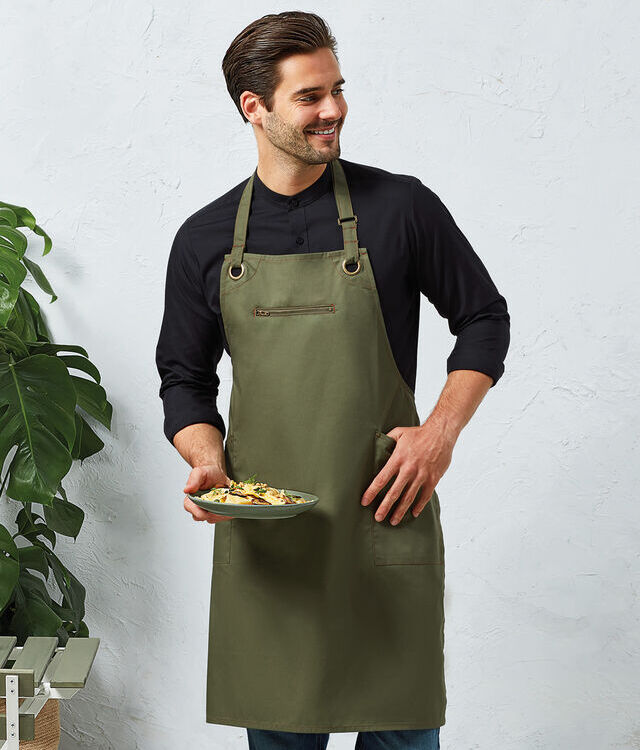 ‘Barley’ Contrast Stitch Bib Apron