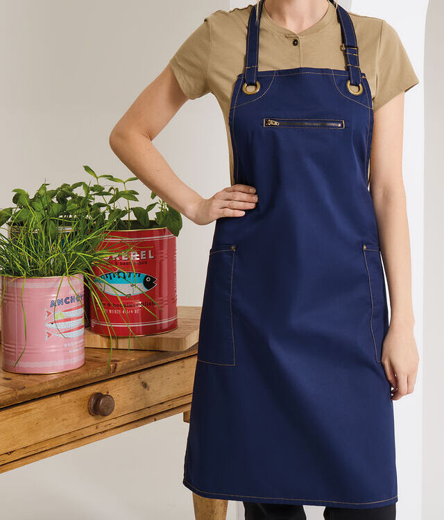 ‘Barley’ Contrast Stitch Bib Apron