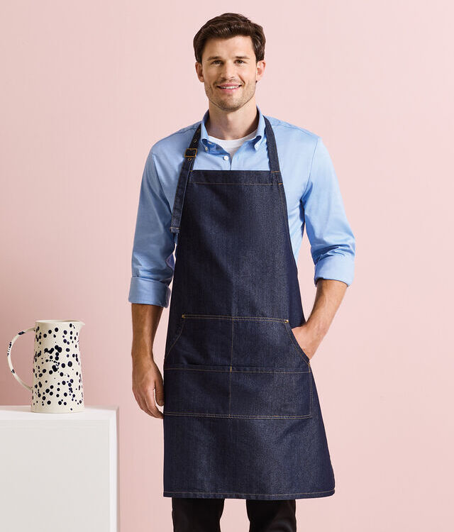 Jeans stitch bib apron