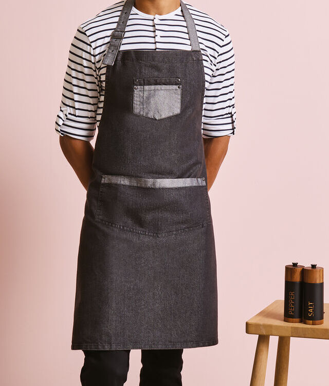 Domain contrast denim bib apron