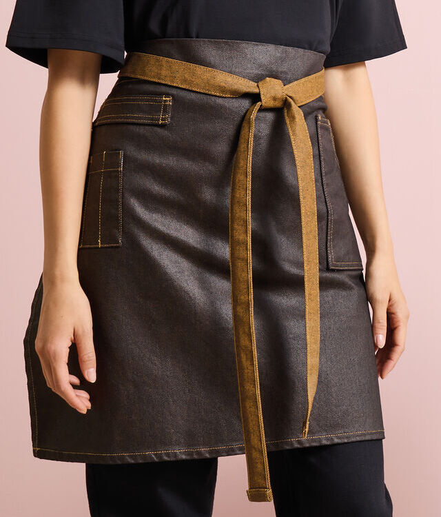 Division waxed-look denim waist apron