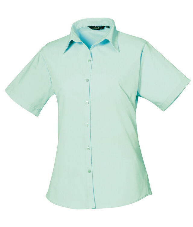 Women's short sleeve poplin blouse