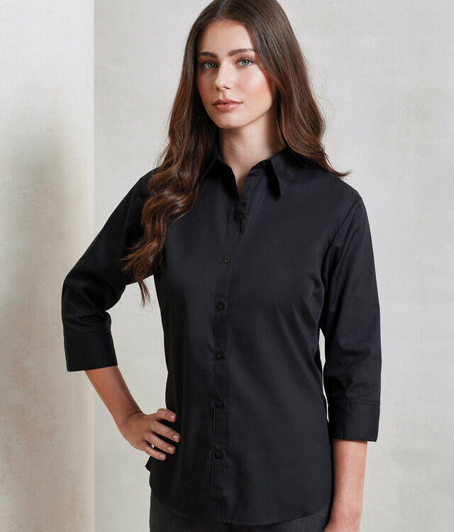 Women's ¾ sleeve poplin blouse