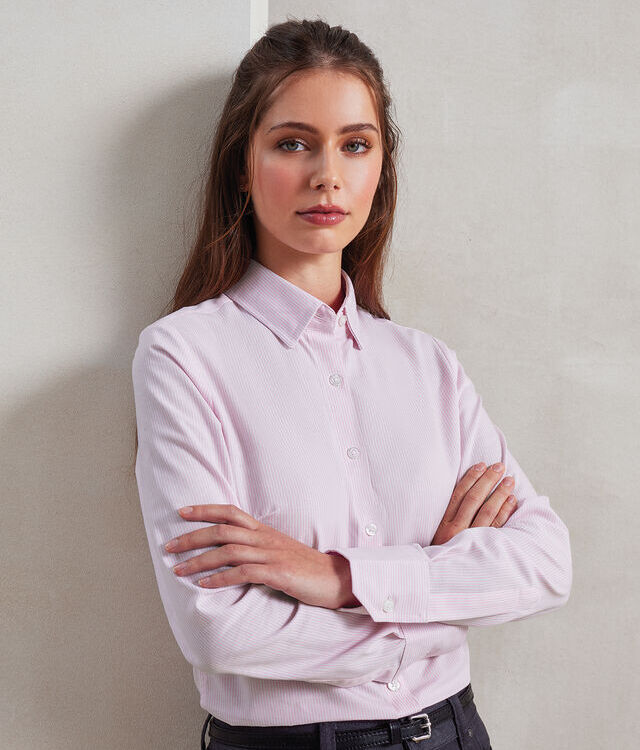 Women's cotton-rich Oxford stripes blouse