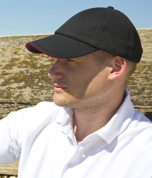 Low-profile heavy brushed cotton cap with sandwich peak