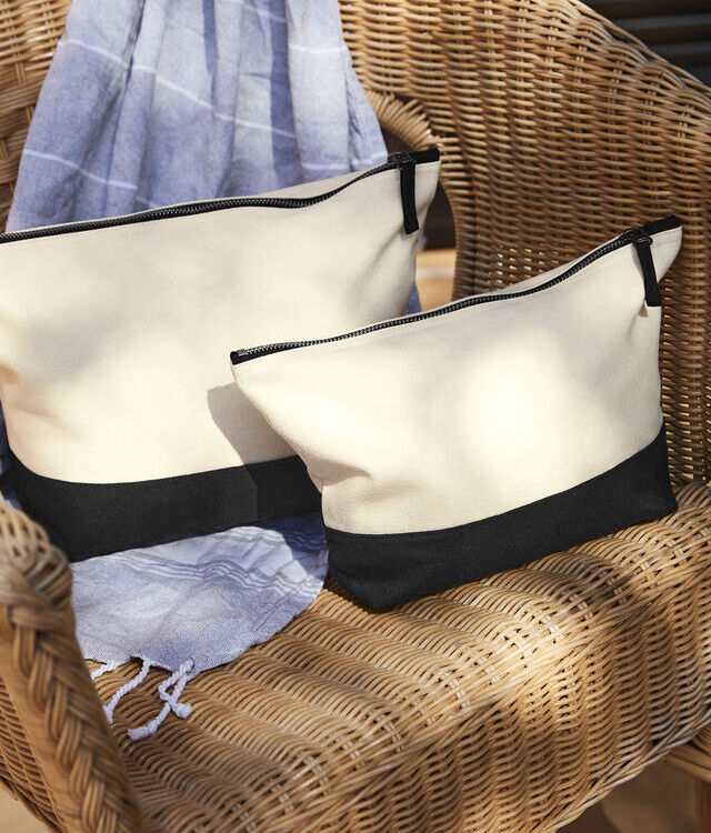 Dipped base canvas accessory bag