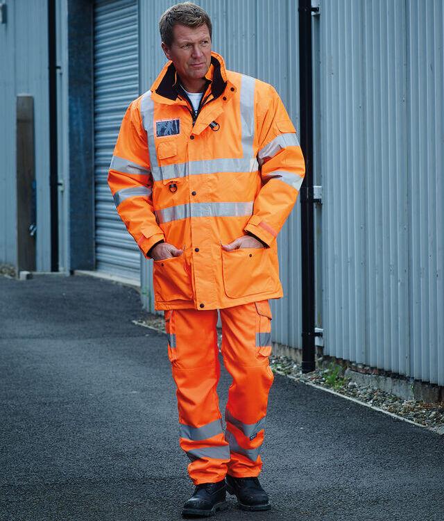 Hi-vis polycotton cargo trousers with kneepad pockets (HV018T/3M)